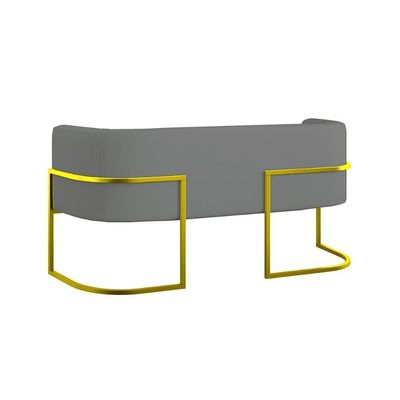 Sofá 2 Lugares Veludo Moderno Base Metal Gold Balaqui Cinza