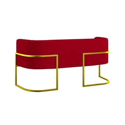 Sofá Namoradeira 2 Lugares Moderna Base Metal Gold Balaqui Vermelho