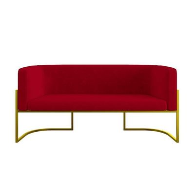 Sofá Namoradeira 2 Lugares Moderna Base Metal Gold Balaqui Vermelho