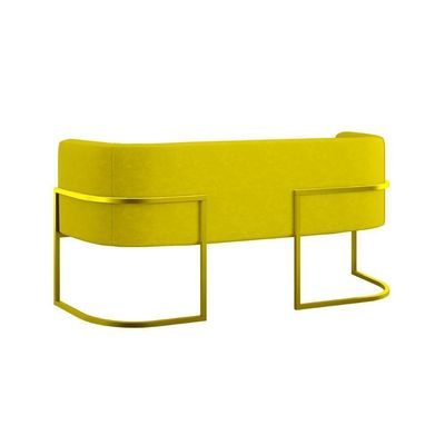 Sofá 2 Lugares Para Recepção Com Base Reforçada Balaqui Amarelo