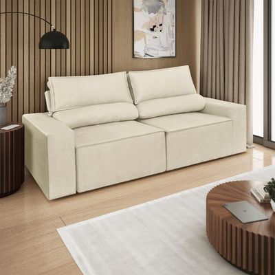 Sofá Reclinável Retrátil 2 Lugares 1,80m Balaqui Decor Bege