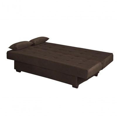 Sofá Cama Casal 3 Lugares Laila - Veludo Marrom Escuro