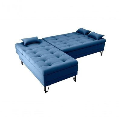 Sofá Cama Com Chaise 3 Lugares 2,00 Mts Nice Matrix Azul