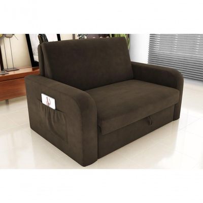 Sofá Cama Daiane 2 Lugares Com Baú Suede Capuccino Matrix