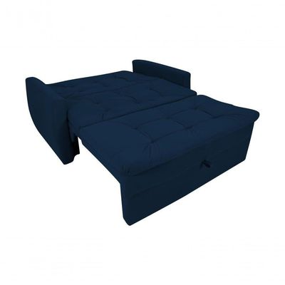 Sofá Cama Meg 2 Lugares Suede Azul Matrix