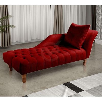 Divã Chesterfield Anna Recamier 160Cm Via Veludo Bordô Lado Direito