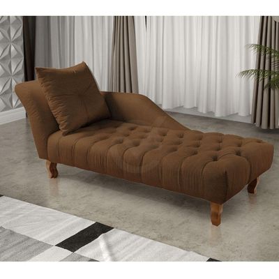 Divã Chesterfield Anna Recamier 160Cm Via Courano Marrom Lado Esquerdo