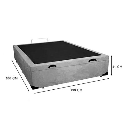 Cama Box Baú Casal 138 Suede Cinza Com Colchão Espuma D33 Marrocos 30cm