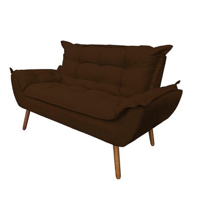 Namoradeira Decorativa Opala 2 Lugares Suede Marrom