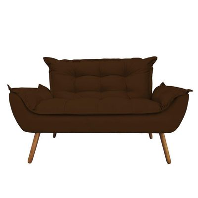 Namoradeira Decorativa Opala 2 Lugares Suede Marrom