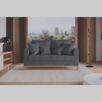 Sofá 2 Lugares Benny Base Pés Madeira Em Linho Cotton