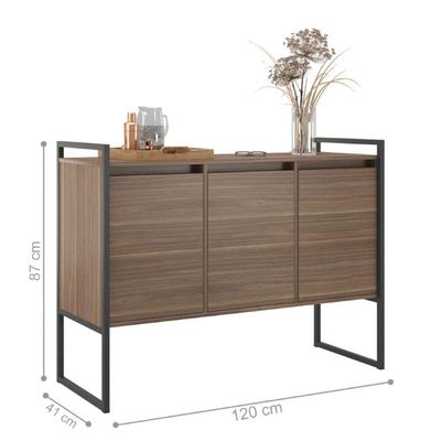 Aparador Buffet Industrial 3 Portas Sala De Estar Affara