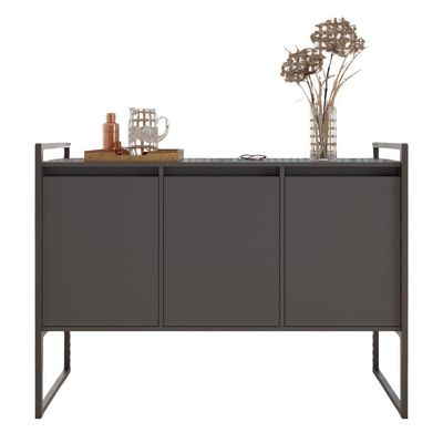 Aparador Buffet Industrial 3 Portas Sala De Estar Preto Onix