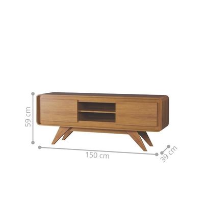 Rack Buffet Aparador Sala Estar Retrô Vintage Off White 1,50 Nature