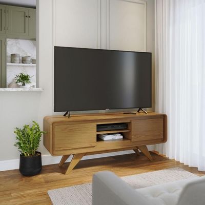 Rack Buffet Aparador Sala Estar Retrô Vintage Off White 1,50 Nature