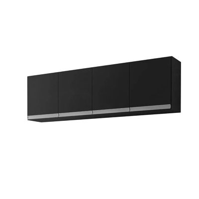 Armario Aereo California 4pts 1,50m Preto Fosco