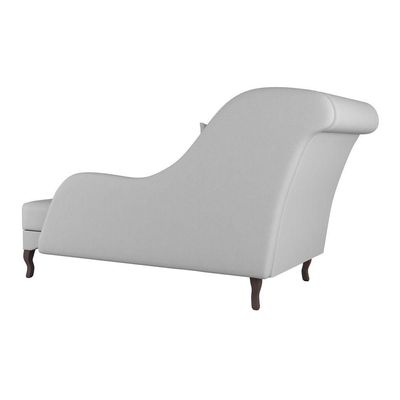Divã Recamier Chaise Longue Valentina Clássico Com Pés De Madeira Veludo Cinza Claro - Desk Design
