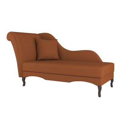 Divã Recamier Chaise Longue Valentina Clássico Com Pés De Madeira Bouclê Terracota - Desk Design