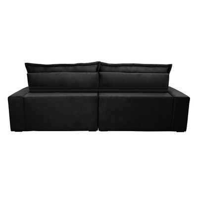Sofa Retrátil E Reclinável 2,72m Com Molas Ensacadas Cama Inbox Soft Tecido Suede Preto