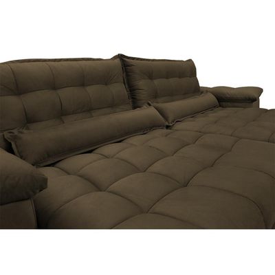 Sofá Retrátil E Reclinável 2,32m Com Molas Ensacadas Cama Inbox Aconchego Tecido Suede Café
