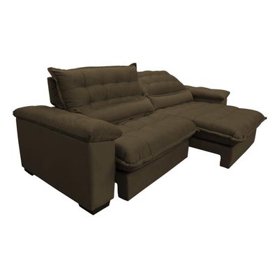 Sofá Retrátil E Reclinável 2,32m Com Molas Ensacadas Cama Inbox Aconchego Tecido Suede Café
