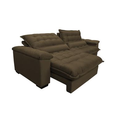 Sofá Retrátil E Reclinável 2,32m Com Molas Ensacadas Cama Inbox Aconchego Tecido Suede Café