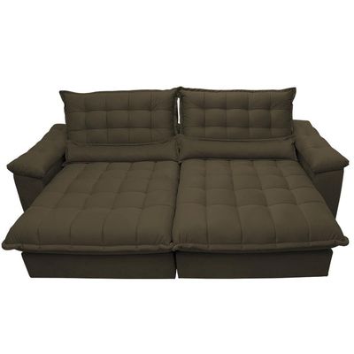 Sofá Retrátil E Reclinável 2,32m Com Molas Ensacadas Cama Inbox Aconchego Tecido Suede Café