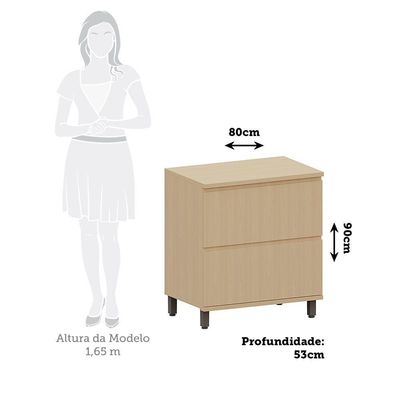 Balcão De Cozinha 100% Mdf 1 Porta 1 Gav Com Tampo 80cm Aura Carvalho