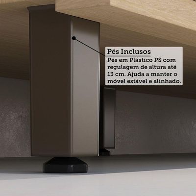 Balcão De Cozinha 100% Mdf 1 Porta 1 Gav Com Tampo 80cm Aura Carvalho