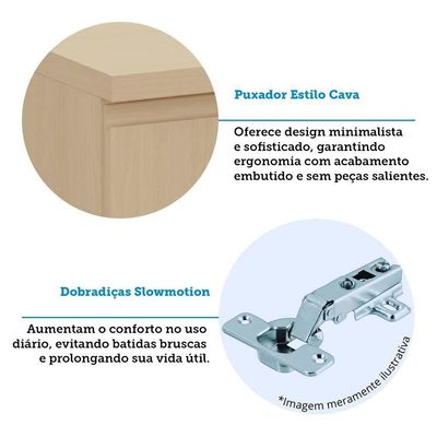Balcão De Cozinha 100% Mdf 1 Porta 1 Gav Com Tampo 80cm Aura Carvalho