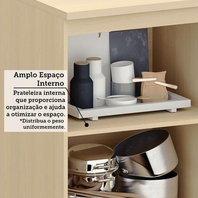 Balcão De Cozinha 100% Mdf 2 Pts 60cm Aura Luciane Móveis Carvalho