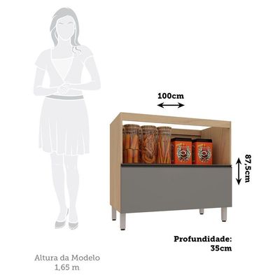 Balcão De Cozinha Sem Tampo 1 Porta E 1 Gavetão 100cm Lucian Andorra/cinza Puro