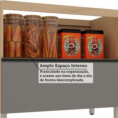 Balcão De Cozinha Sem Tampo 1 Porta E 1 Gavetão 100cm Lucian Andorra/cinza Puro
