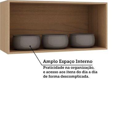Armário Aéreo Basculante 100cm 1 Porta Essenza Luciane Móvei Andorra/cinza Puro