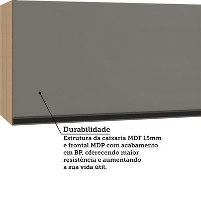 Armário Aéreo Basculante 100cm 1 Porta Essenza Luciane Móvei Andorra/cinza Puro