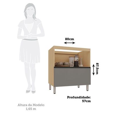 Balcão De Cozinha Sem Tampo 1 Porta E 1 Gavetão 80cm Luciane Andorra/cinza Puro