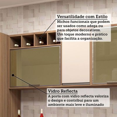 Cozinha Completa 6 Pçs Espaço Micro-ondas E Tampo 350cm Lari Vanilla-connect