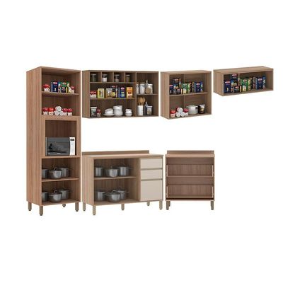 Cozinha Completa 6 Pçs Espaço Micro-ondas E Tampo 350cm Lari Vanilla-connect