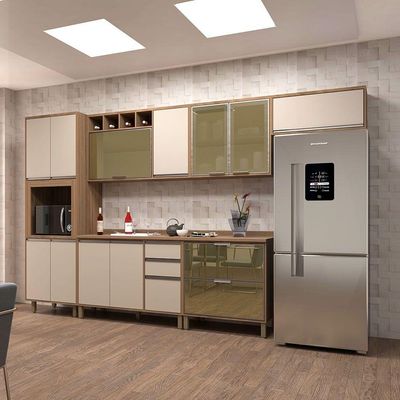Cozinha Completa 6 Pçs Espaço Micro-ondas E Tampo 350cm Lari Vanilla-connect