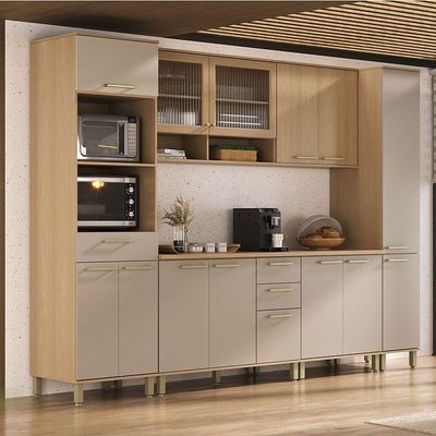 Cozinha Completa 100% Mdf 6 Pçs Duna Luciane Móveis Freijó-cinammon