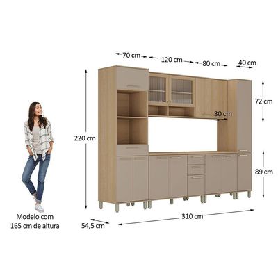 Cozinha Completa 100% Mdf 6 Pçs Duna Luciane Móveis Freijó-cinammon