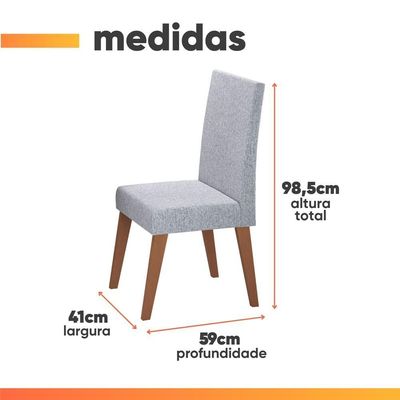 Conjunto Sala De Jantar Mesa 1,60m Moove 6 Cadeiras Linho Milano Viero Madeirado / Cinza