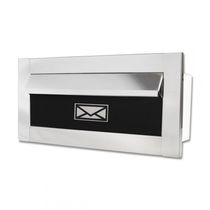 Caixa De Correio Carta F Inox Polido Brilhante Espelhado C Tarja Preta 20 Cm Profundidade
