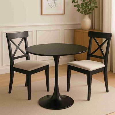 Mesa De Jantar Tulipa Saarinen Organica Malu 90cm Laca Preta