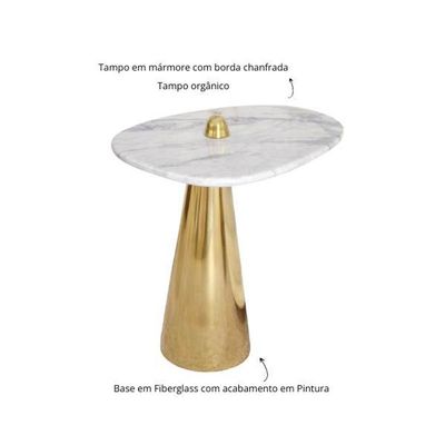 Mesa Cone Lateral Aurea 51cm Dourado E Mamore Branco Extra