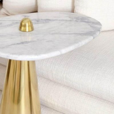 Mesa Cone Lateral Aurea 51cm Dourado E Mamore Branco Extra