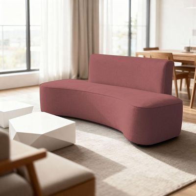 Sofá Curvo Design Orgânico Luxo Sala Contemporânea Suede Cor:rose