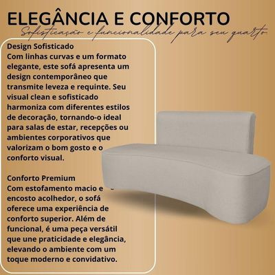 Sofá Curvo Design Orgânico Luxo Sala Contemporânea Suede Cor:cinza