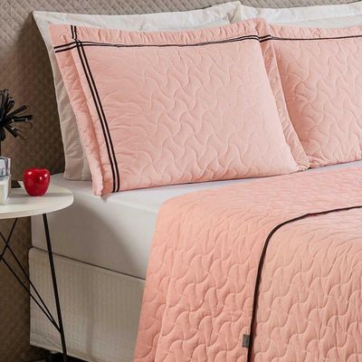 Cobre Leito Queen 3 Peças Bella Malha 100% Algodão - Rosa Decor