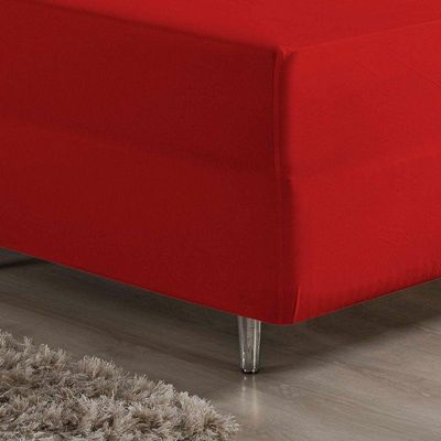Jogo De Cama King Nobre 3 Peças Luva De Box 55cm De Altura Malha 100% Algodão - Vermelho